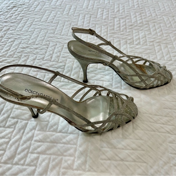 Dolce & Gabbana - silver sling-backs - size 9 - Picture 2 of 7